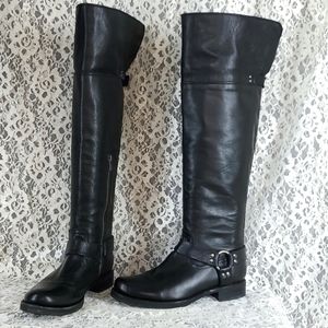 Frye boots 9 Veronica over the knee harness black leather